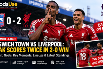 Alexander Isak celebrates after scoring twice in Liverpool’s 2-0 win over Ipswich Town