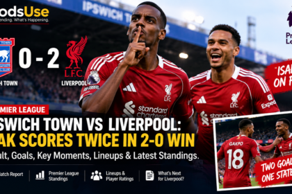 Alexander Isak celebrates after scoring twice in Liverpool’s 2-0 win over Ipswich Town